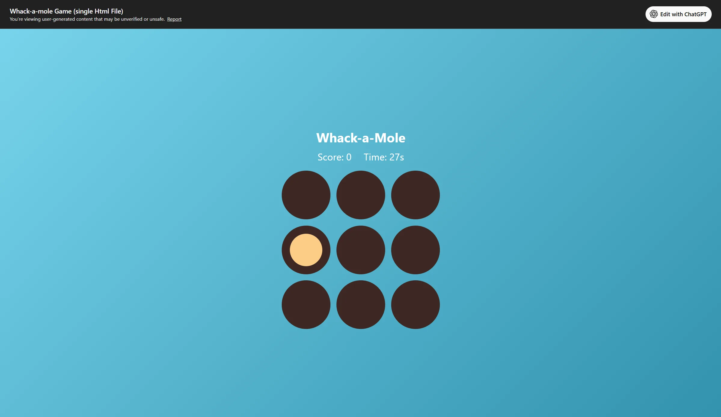  ChatGPT Whack-a-Mole AI-generated game development