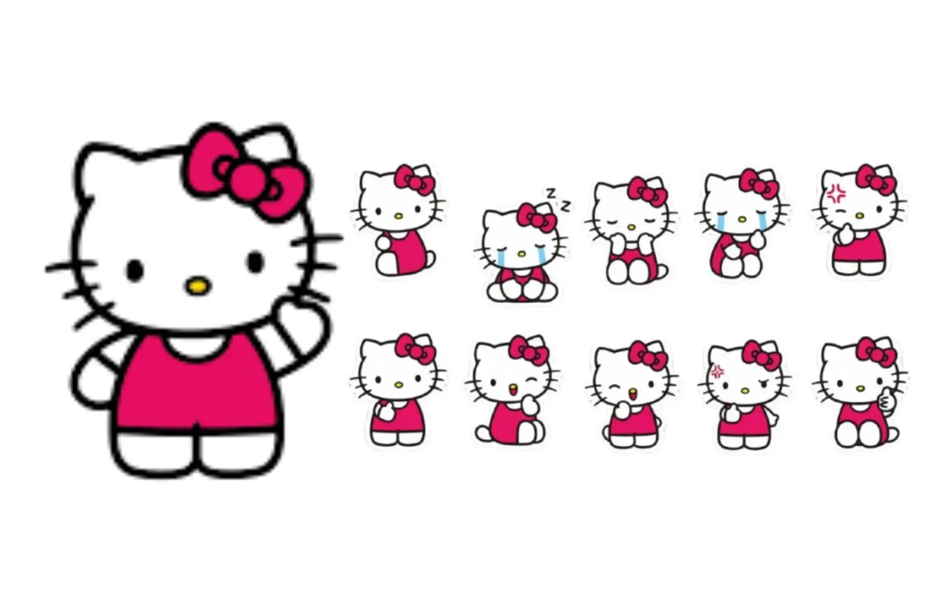 Hello Kitty sticker pack and other character stickers in chibi style, a custom sticker pack