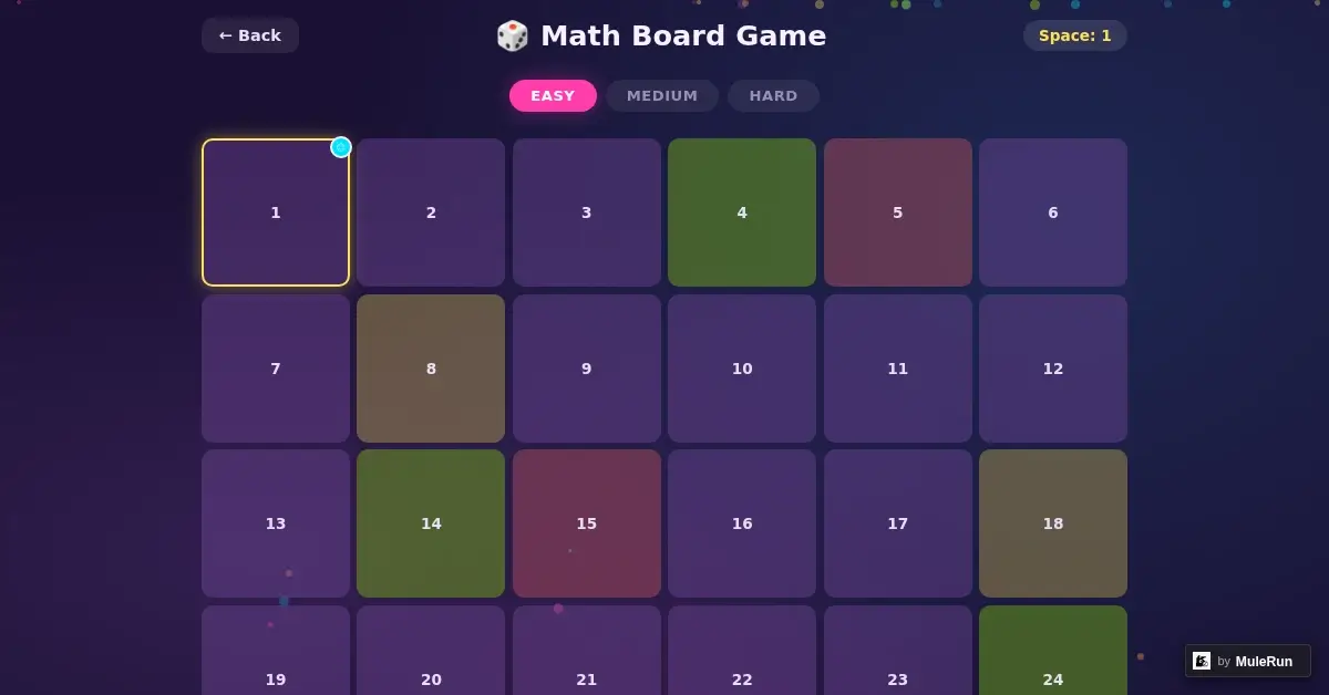Math Board Game with colorful board for math games for 6th graders