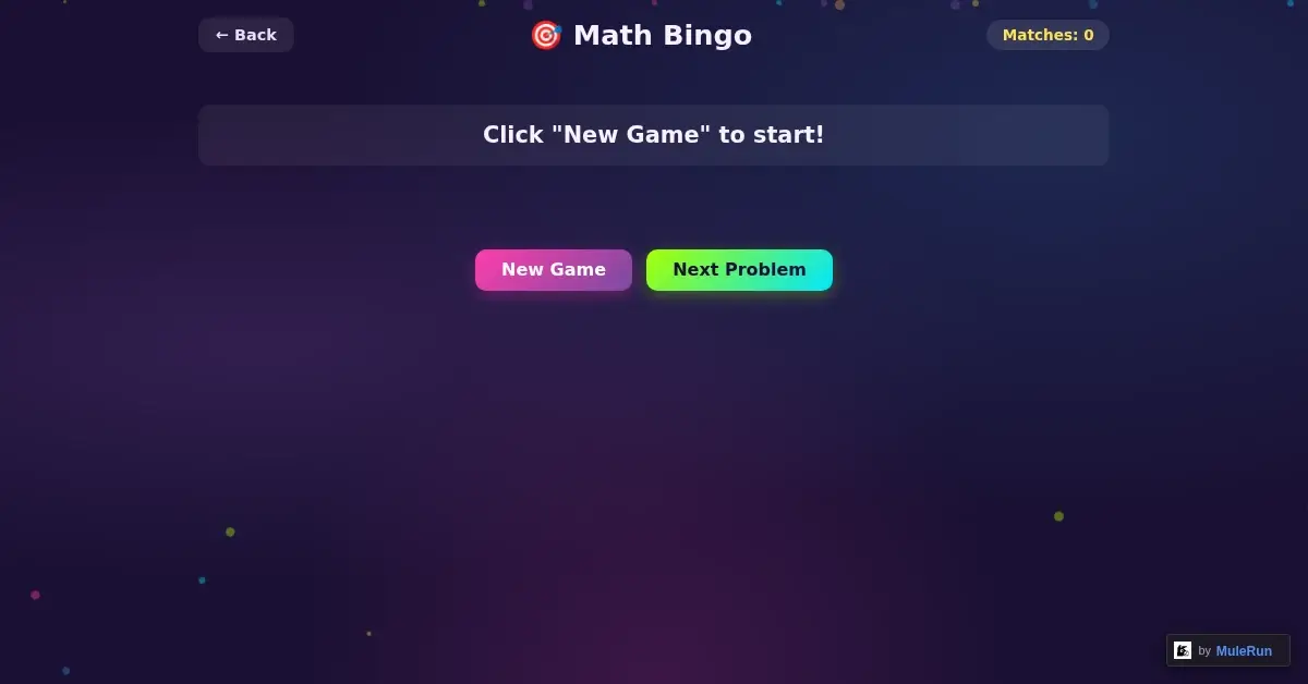 Math Bingo game showing interactive math bingo games for classroom use